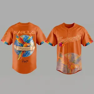Viajando Por El Mundo Tropitour Baseball Jersey Shirt, Latin Music Tropitour Inspired Limited Edition Jersey, White/Black/Beige/Orange Edition Jersey, For Fans, Unisex
