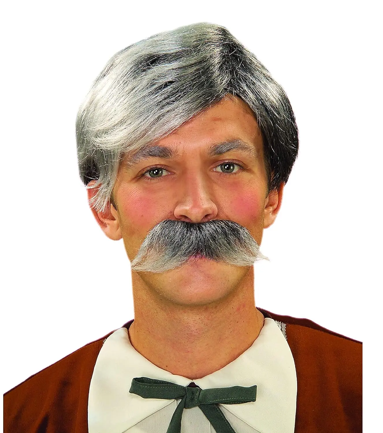 Gray Old Man Geppetto Wig and Moustache Costume Accessory Set