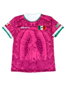 Guadalupe Virgin Soccer Jersey, Mexican Religious Football Shirt, Unisex Guadalupe Virgin Team T-Shirt, Casual Fitted Short Sleeve, Soccer Uniform