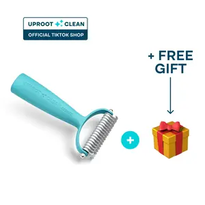 Uproot Clean Deshedder for Dogs Cats & Bunnies - Grooming Tool with 9 & 17 Blades for Medium & Long Hair - Gentle Deshedding Brush for Comfortable Pet Care