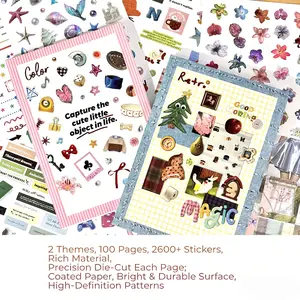 Sticker Book with Over 1300 pcs Stickers and 50 Sheets with Fun/Colorful/Aesthetic Pack for Scrapbooking Planners or Journals
