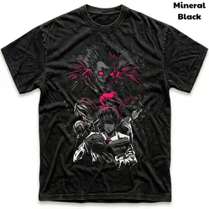 Men's and Women's T-Shirt, Vintage Death Note User Graphic Tee, Light Yagami T-Shirt, Retro Aesthetic Shirt, Unisex Gift Manga Anime Shirt, Gothic Grunge Y2K Emo Scene Amity Affliction Style Clothes Menswear Womenswear Streetwear