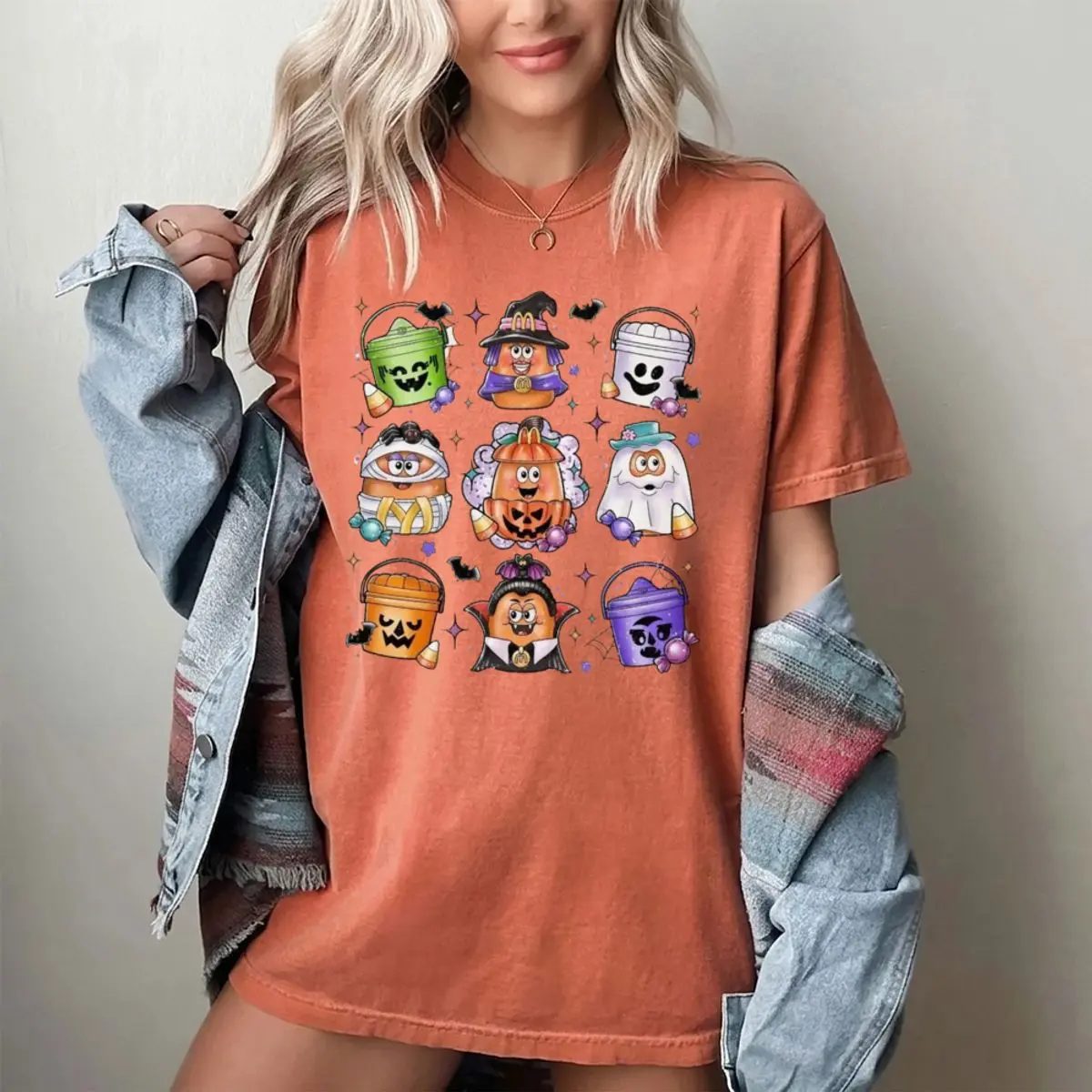 Comfort Colors Halloween Chicken Nuggets Shirt, 90s Retro Halloween T Shirt, Spooky Nugget Unique Graphic Tee, Cute Halloween Season Apparel, Unisex Crew Neck Top, Crewneck Top