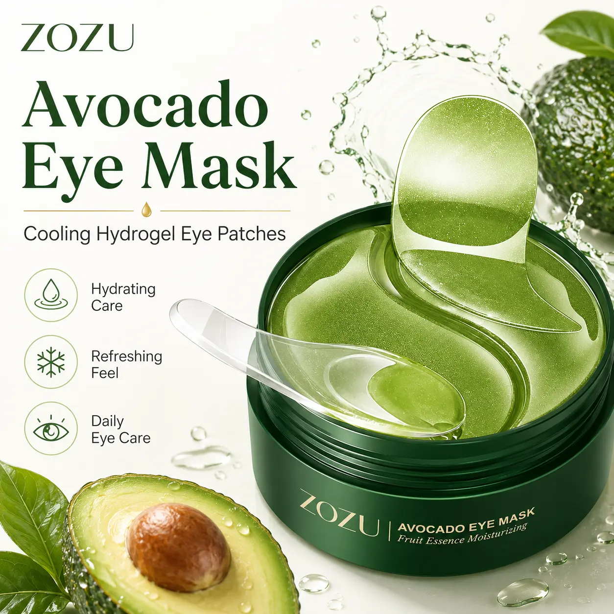 Eye Puffiness Reducer，Strong Moisture, 3PCS Avocado Moisturizing Eye bagMask,60pcs/set Under Eye Mask,Soothing and Relaxing Eye Care，Skin Care Products Moisturizer Comfort, Eye Care Product for Dark CirclesEye Bags,