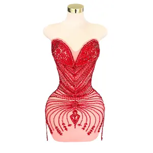 Handmade Rhinestones Large Bodice Applique Lace Beaded with Sequins Beaded Patches for Prom Dress Fashion Clothes Accessories