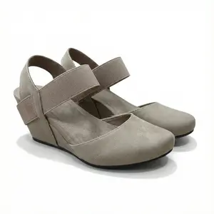 Pierre Dumas 'Dash-1' Comfort Wedge Sandals - Taupe Faux Suede