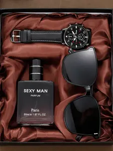 Men's Gift Set Includes Fashion Watch, Men's Perfume, Sunglasses, Minimalist Style, Perfect for Christmas, Valentine's Day, Thanksgiving