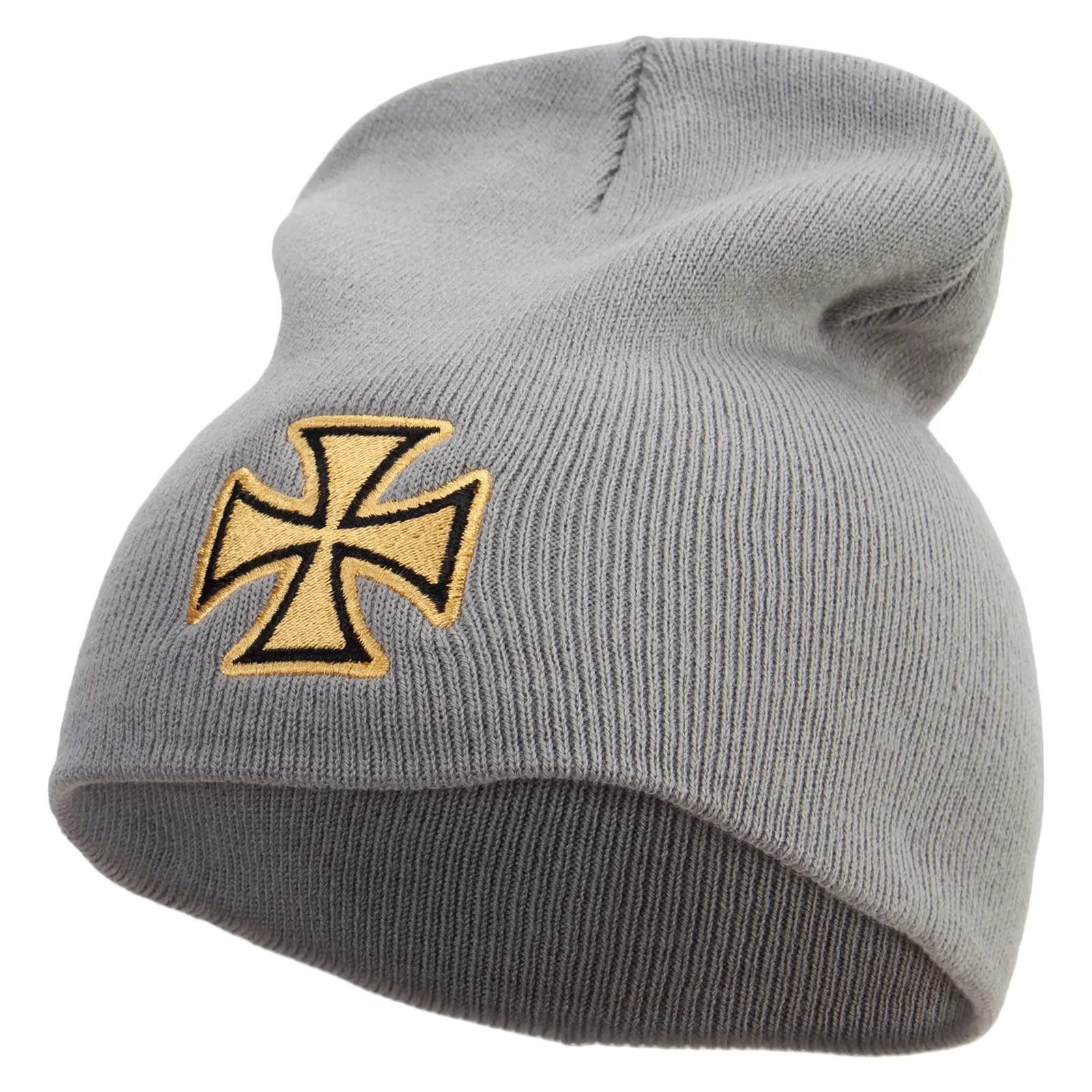 Sheriff Maltese Golden Cross Embroidered 8 inch Acrylic Short beanie