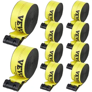 VEVOR Winch Straps,  4" x 40', 6000 lbs Load Capacity, 18000 lbs Break Strength, Truck Straps with Flat Hook, Flatbed Tie Downs Cargo Control for Trailers, Farms, Rescues, Tree Saver, Yellow (10 Pack)