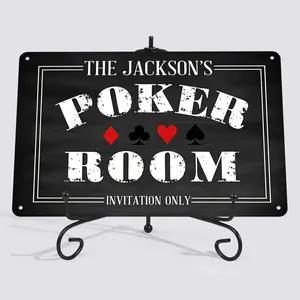 Poker Room Decor Personalized Vintage Distressed 8x12 Inch Waterproof Rustproof Fade Resistant Flat Aluminum Metal Sign Card Game Wall Art for Man Cave Basement Game Room Poker Lovers Perfect Gift Indoor Wall Decoration