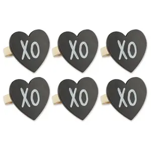 Design Imports Set of 6 Heart Chalkboard Napkin Rings