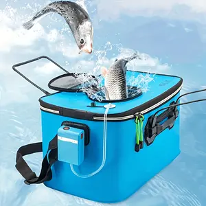Collapsible High Quality EVA Fishing Bucket - Multifunctional Portable Folding Minnow Fish Live Bait Container for Outdoor Camping & Hunting Orange