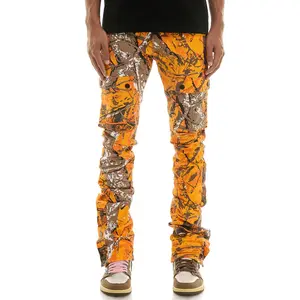 KNB3273 H.Camo Orange | KDNK Half-Camo Skinny Stretch Jeans