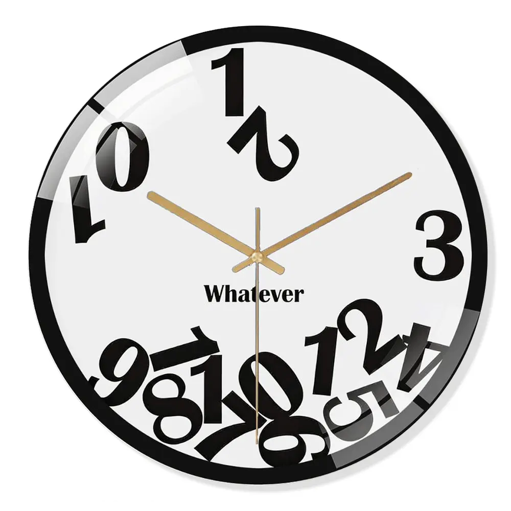Funny Whatever Glass Wall Clock 12/16/24 Inch, Silent Non-Ticking Quirky Falling Numbers Clock, Modern Novelty Decorative Wall Art for Bedroom Living Room Office Decor, Unique Gag Gift