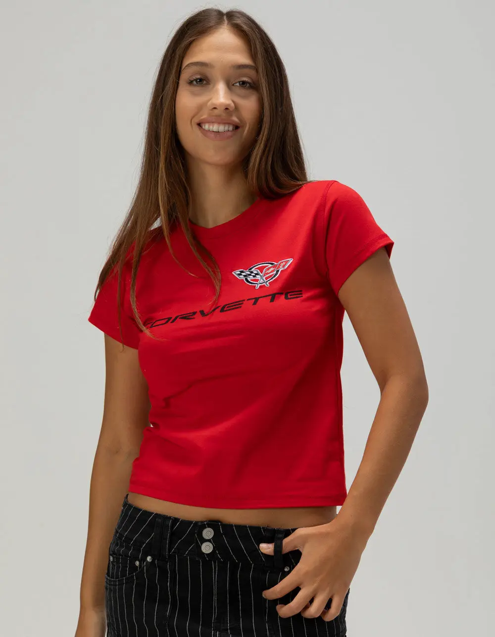 GENERAL MOTORS Corvette Womens Embroidered Baby Tee