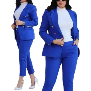 New 2025 Formal Office Pant Sets Women 2PCS Double Breasted Solid Blazers Jacket and Pants Two Pieces Set Female Pant Suits Sets