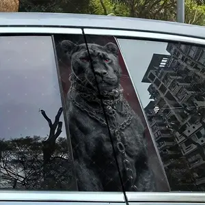 2pc Panther Vinyl Stickers, Car B Pillar Protection, Easy Peel Off, Sunproof Waterproof Scratch Resistant, All Models, Car Exterior Decor