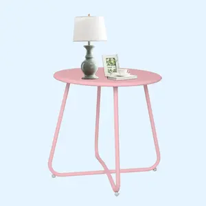 Pink Outdoor Iron Plate Table On-Site