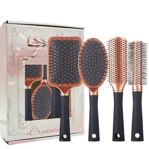 Bestselling Padded Comb Set, Smooth Hair Comb, Plastic Roll Comb, Scalp Massage Comb, Sandpaper Curling Comb, 4-Piece Kit