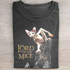 Vintage Lord Of The Mice Graphic Tee, Gollum Shirt, Cat Shirt, Meme Shirts, Dark Humor Sweatshirt, Cat Lovers and Fans of Whimsical Apparel, Tops