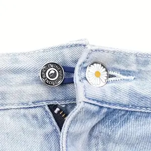 Jeans Waistband Extension Button, 5 Counts Adjustable Disassembly Retractable Jeans Waist Button, Metal Extended Buckles Pant