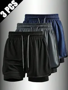 3-Pack Summer New Fitness Training Shorts for Men, Anti-See-Through Lining, Slim-Fit Casual Sports Pants, Basketball Leisure Wear