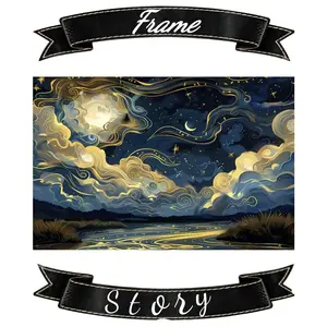Modern Wall Hanging for Living Room, Bedroom, Office - Deep Blue & Golden Swirling1pc Extra Large Tapestry - Extra Wide/Long - Golden Black Blue Night Sky with Moon & Stars - Luxury Clouds - Wrinkle-Resistant Fabric - Easy Hanging Indoor Decor - Deep Blu