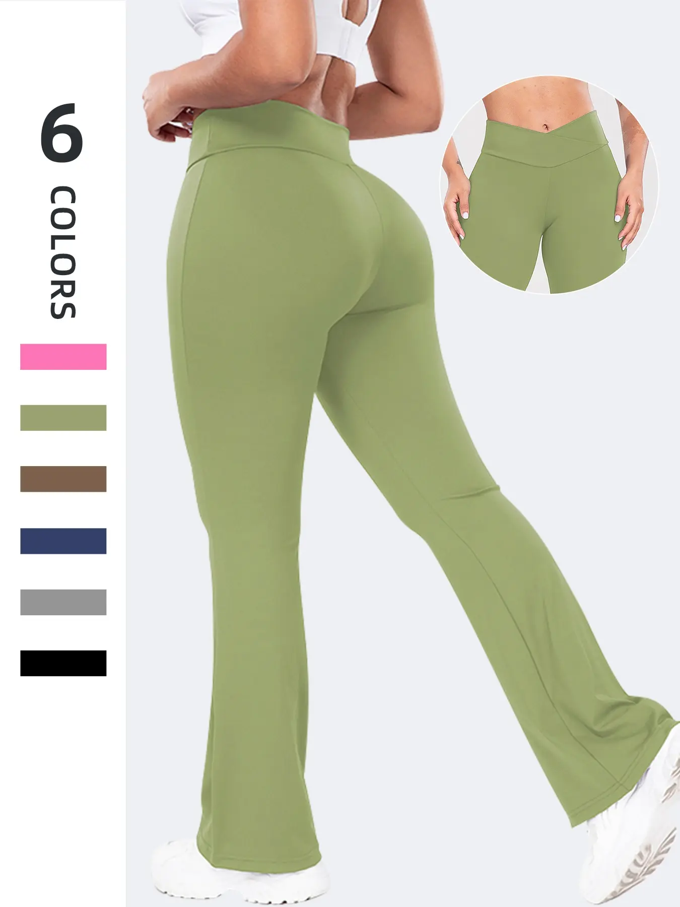 Women's High Waist Sports Leggings, Wrap Flare Leg Pants, High Stretch Seamless Yoga Leggings, Fitness Yoga Pants, Ladies Sportswear for Fall Wear, Gym Clothes, Female Gym Clothes, Activewear For Fitness, Fall Outfits