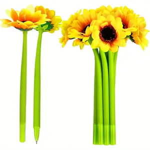 4/8/12pcs Vibrant Sunflower Gel Pens | 0.5mm Medium Point, Ergonomic Grip, Ideal for Daily Notes, Journaling, School & Office Supplies, Office Stationery, Playful Design, Gel Pen Set