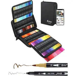 120 Colors  Brush Markers, Fine and Brush Tips Numbered Pens with App, for Adults, Coloring Book  Journaling Note Taking Planner Hand Lettering Calligraphy Drawing Art Supplies Kit