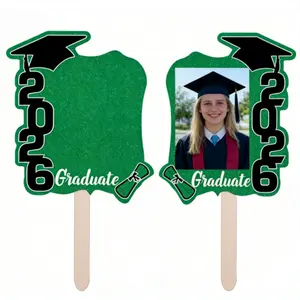 12 Pack Class of 2026 Graduation Fans with Handle Double Sided Grad Photo Props for Keepsake Gifts Graduation Party Supplies