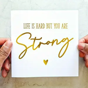 1PC You Are Strong Sympathy Card - Thinking Of You Card - Bereavement Card - Condolences Gold Foil Card