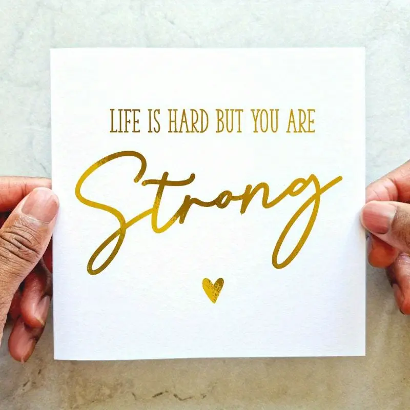 1PC You Are Strong Sympathy Card - Thinking Of You Card - Bereavement Card - Condolences Gold Foil Card