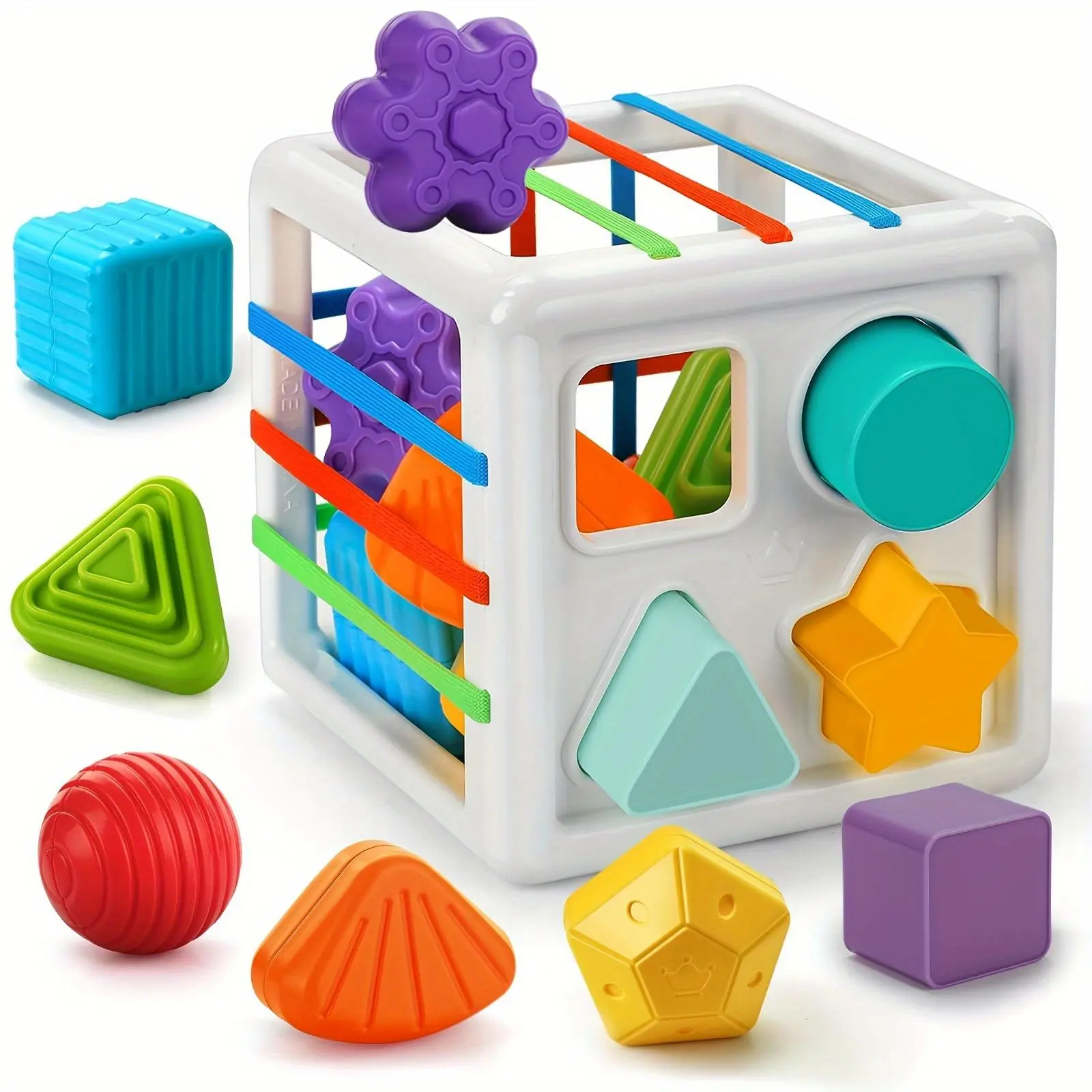 Colorful Sensory Shape Sorting Cube Toys for Babies, a Set of 10pcs, Ideal for Developmental Learning, Perfect As a Christmas Or Birthday Gift