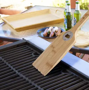 Totally Bamboo Scraper with Bottle Opener – Bristle-Free Bamboo Wooden BBQ Scraper Tool for Outdoor Grill Cleaning – Safe for All Grates, Charcoal and Gas Grills