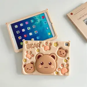 Kids Stand Tablet Case For Samsung Galaxy Tab A7 Lite A8 A9 Plus 8.7 11 inth Cute Cartoon Bear Silicone Tablet Protective Case