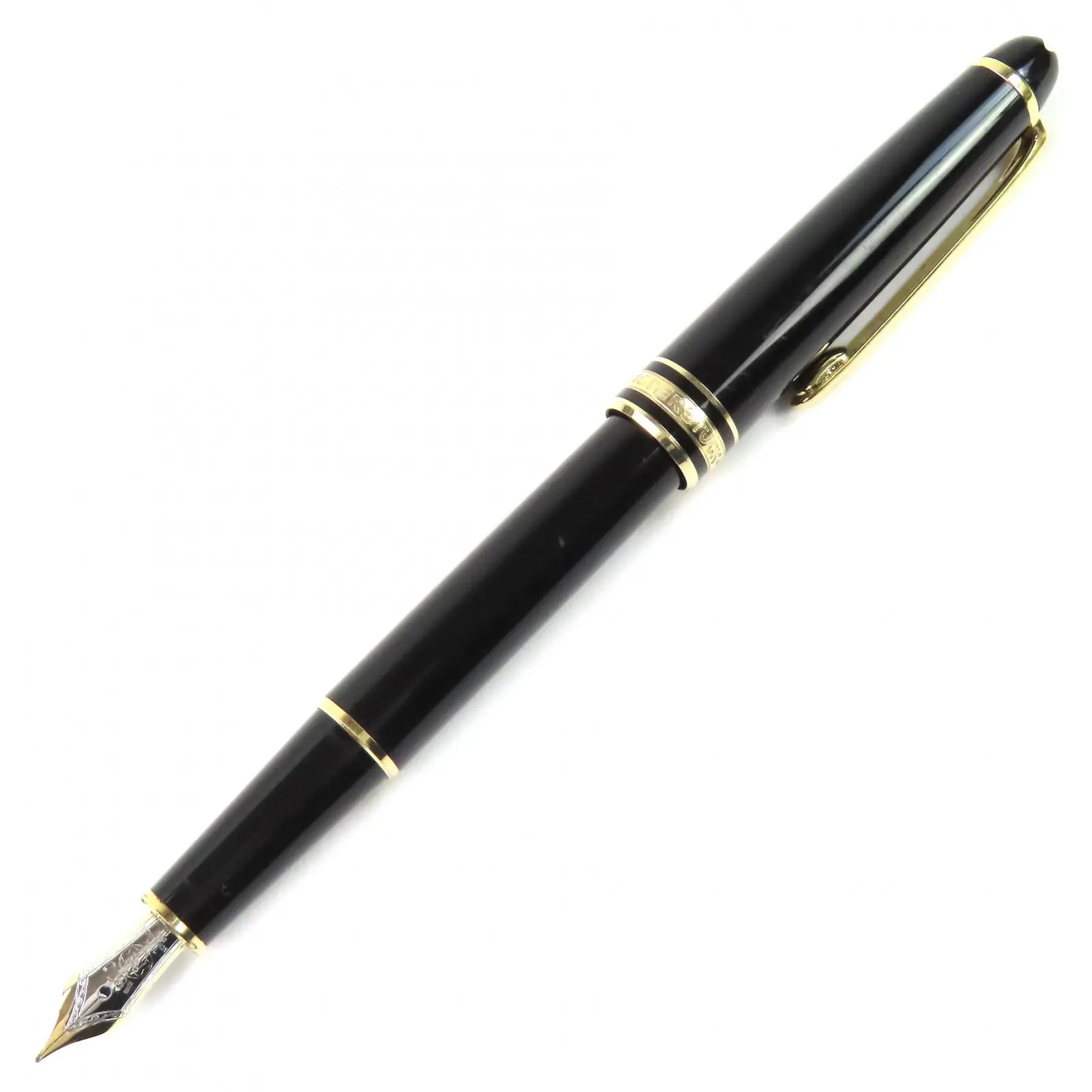 Pre-owned Montblanc 18K Yellow Gold (Au750) Small Leather Goods Meisterstück Au585 Fountain Pen