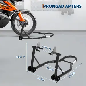 Heavy Duty 900 lbs Motorcycle Stand Combo Adjustable Front and Rear Wheel Paddock Lift with U and L Spool Adapters for Maintenance Tire Changes Storage and Cleaning Fits Most Sport Cruisers and Dirt Bikes