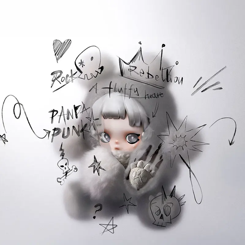 θ SKULLPANDA Panda Punk Rebellion Plush Doll