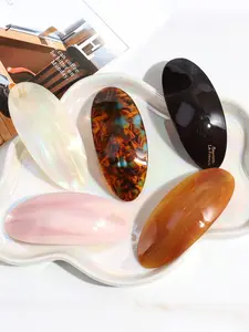 French Vintage Acetate Hair Clip, Elegant Tortoiseshell Oval Hairpin, Old Money Style Side Clip, Refined Lazy Girl Hair Accessory, French Hair Clips