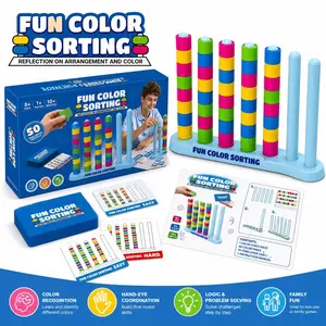 Color Sorting Stack Puzzle Game with Challenge Cards – Fast-Paced Color Matching Brain Teaser, Reflex Strategy Board Game, Montessori STEM Educational Toy for Kids & Adults, Family Game Night, Party & Travel Fun, Includes 40 Color Rings, 50 Cards & 1 Stac