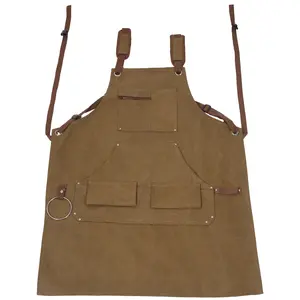 Long Heavy Duty  Canvas Tool Apron, Carpenter Aprons, Woodworking Aprons, Carpenters 16 Oz ,Fully Adjustable to Comfortably Fit Men and Women ,not waxed apron squeeze
