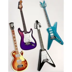 4-Piece Cute Wooden Guitar Fridge Magnets – 1:12 Scale Musical Instrument Decor.Perfect for Kitchen, Whiteboard, Music Room, Classroom & Locker Accessories.Fun Gift for Music Lovers.