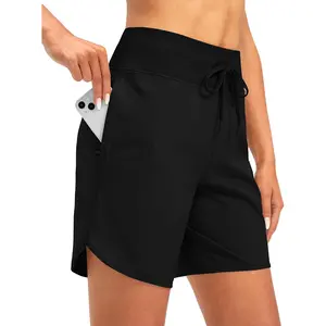 Women's 7" Quick Dry High Waisted Swim Board Shorts with Zipper Pockets UPF 50+ Beach Shorts for Women with Liner