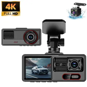 3 Way Car Camera 4K HD 4K Car Recorder, Car Front Rear Image Recorder, Mini Dashcams for Cars with 3 Inch Screen, Car Camera, Night Vision, G-Sensor