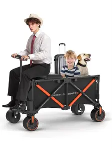 Wagon Riding Folding Electric Wagon Donkey by Hiii Tech - All-Terrain Rideable Folding Wagon - Electric Transport Cart with 550 lb Capacity & 20-Mile Range