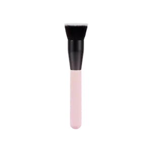[RUBY VIBE CO] SmoothCanvas Blending Brush 004, Flat-Top Kabuki Foundation Brush, Synthetic Hair Bristles, Pink Wooden Handle, For Liquid, Cream and Powder Formulas, All Skin Types