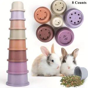 8/16 Piece Rabbit Hamster Feeding Cups, Pet Toys, Stackable Nesting, Hidden Food, Organized Storage, Easy to Clean