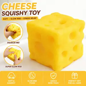 cheese-shaped soft rubber sensory stress-relieving toy, this charming cheese-shaped squeeze toy can relieve anxiety, improve concentration, relax the mind and body, and bring fun.