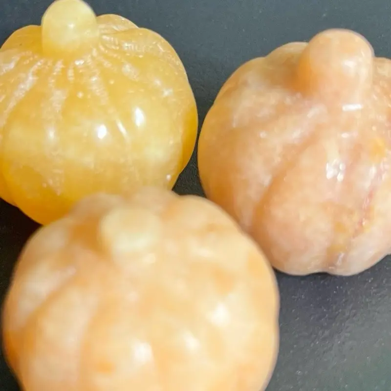 Orange Calcite Pumpkin Crystal Carving | Small Gemstone Pumpkin | Halloween Crystal Carving Figurine | Genuine Crystal | High Vibration Crystals | Healing Crystal Décor | Intuitively Chosen Carving | Fall Crystal Gift